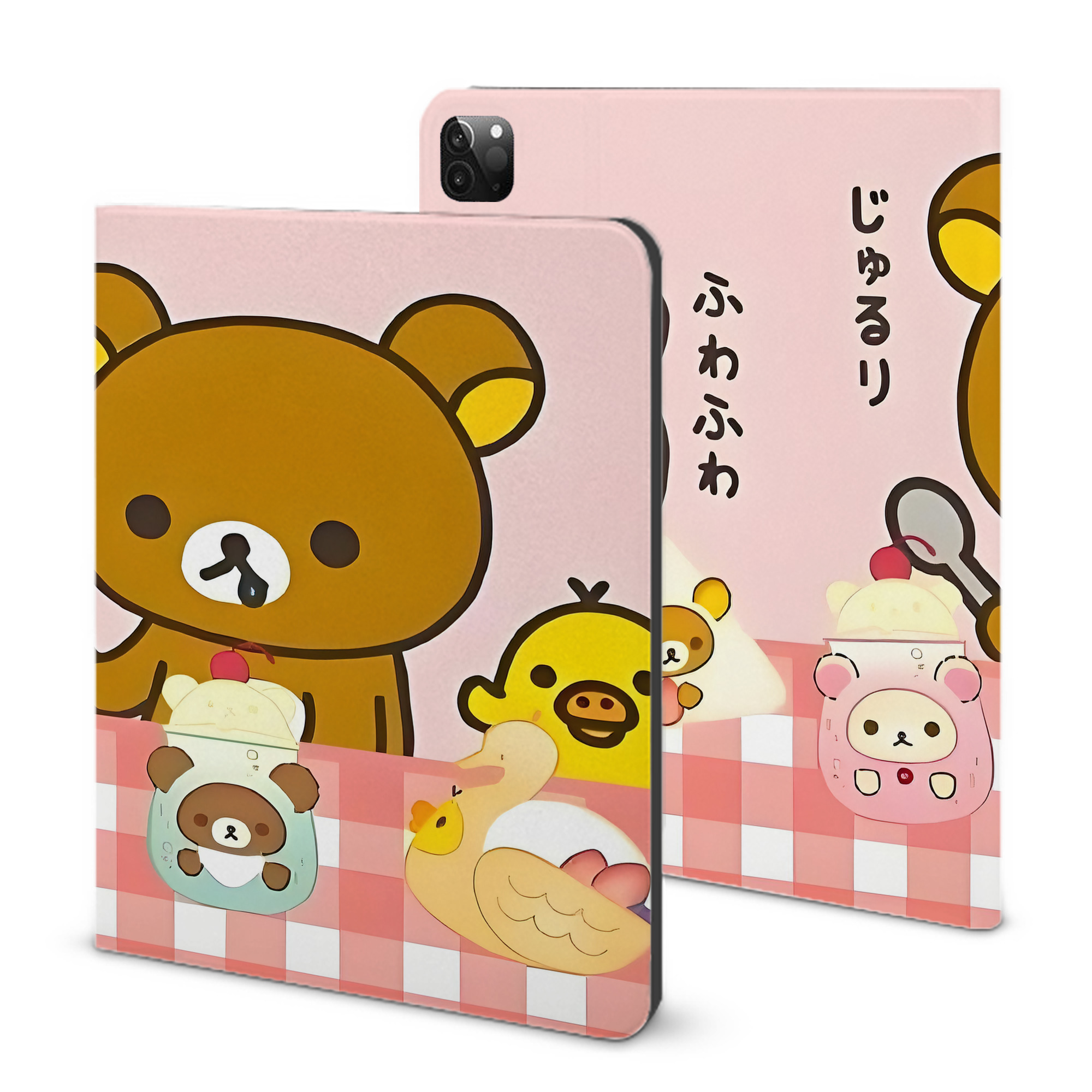 （画像用） リラックマ リラックマ キイロイトリ Rilakkuma Korilakkuma Kiiroitori IPadケース ペンホルダー付き ブックスタイルデザイン